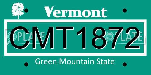 CMT1872 Vermont License Plate
