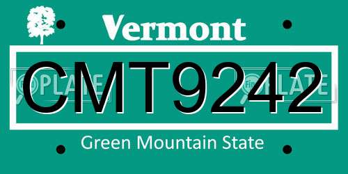 CMT9242 Vermont License Plate