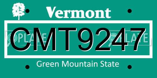 CMT9247 Vermont License Plate