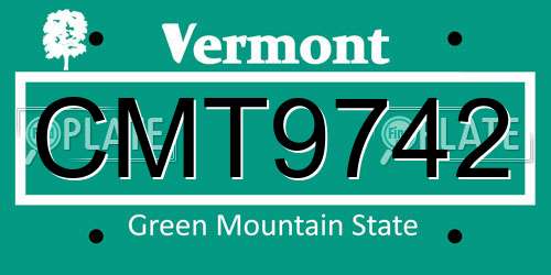CMT9742 Vermont License Plate