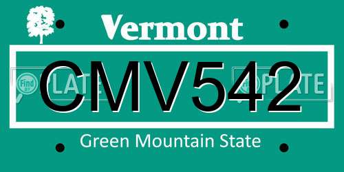 CMV542 Vermont License Plate