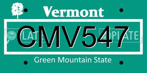 CMV547 Vermont License Plate