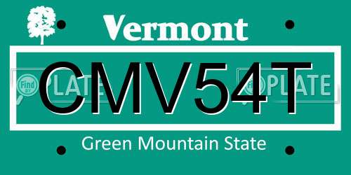 CMV54T Vermont License Plate