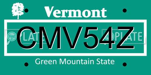 CMV54Z Vermont License Plate
