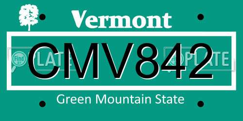 CMV842 Vermont License Plate