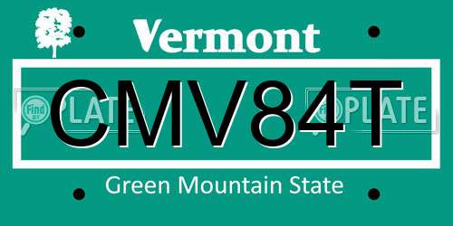 CMV84T Vermont License Plate