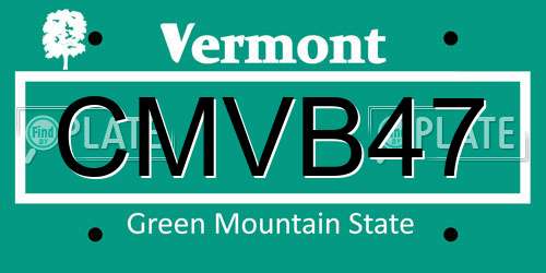CMVB47 Vermont License Plate