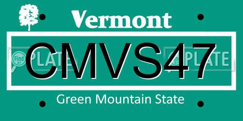 CMVS47 Vermont License Plate
