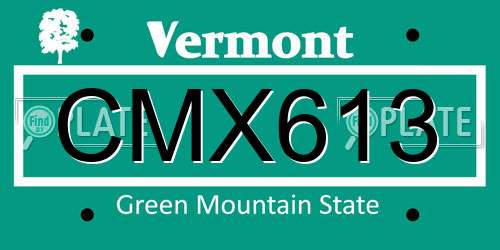 CMX613 Vermont License Plate