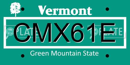 CMX61E Vermont License Plate