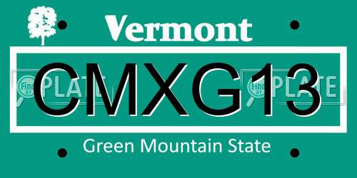 CMXG13 Vermont License Plate