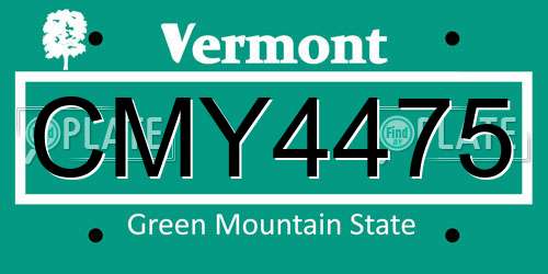CMY4475 Vermont License Plate