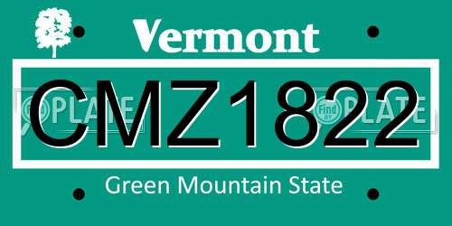CMZ1822 Vermont License Plate