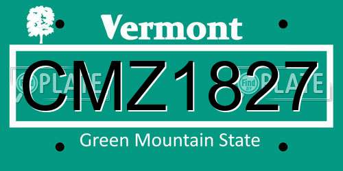 CMZ1827 Vermont License Plate