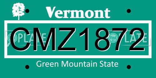 CMZ1872 Vermont License Plate