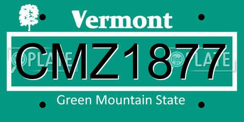 CMZ1877 Vermont License Plate