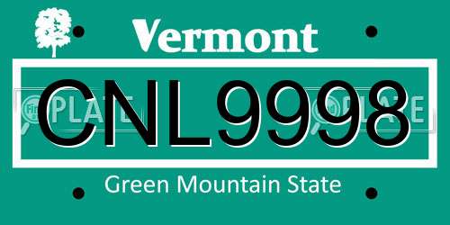 CNL9998 Vermont License Plate