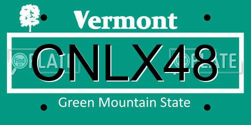 CNLX48 Vermont License Plate
