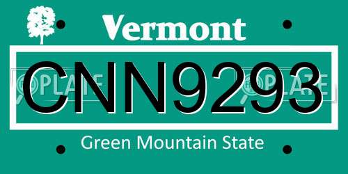 CNN9293 Vermont License Plate