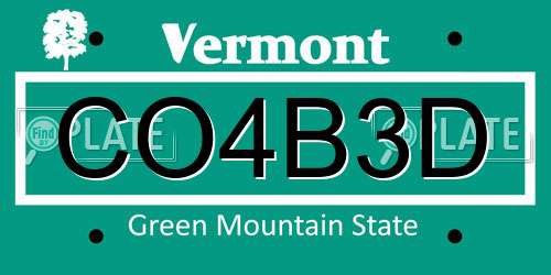 CO4B3D Vermont License Plate
