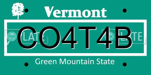CO4T4B Vermont License Plate