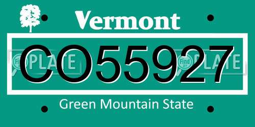 CO55927 Vermont License Plate