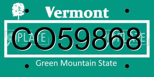CO59868 Vermont License Plate