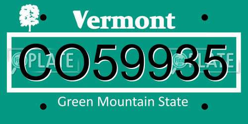 CO59935 Vermont License Plate
