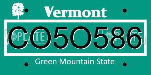 CO5O586 Vermont License Plate