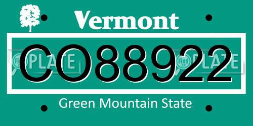 CO88922 Vermont License Plate