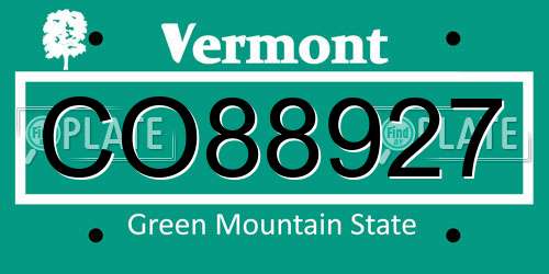 CO88927 Vermont License Plate