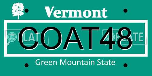 COAT48 Vermont License Plate