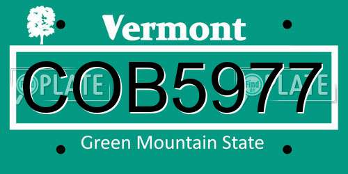 COB5977 Vermont License Plate