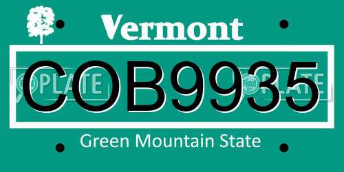 COB9935 Vermont License Plate