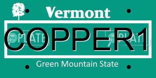 COPPER1 Vermont License Plate