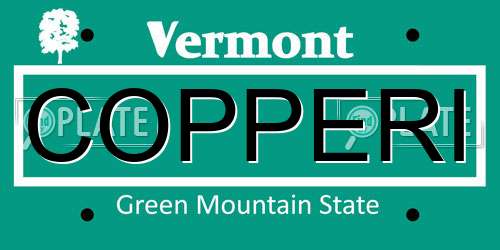 COPPERI Vermont License Plate