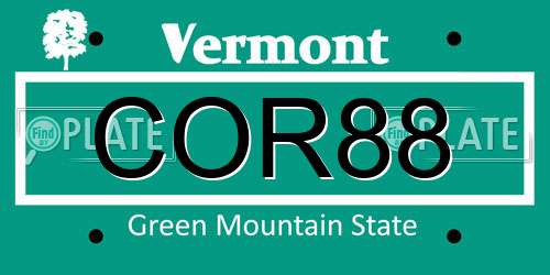 COR88 Vermont License Plate