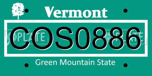 COS0886 Vermont License Plate