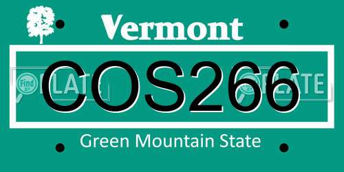 COS266 Vermont License Plate