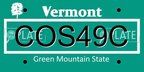 COS49C Vermont License Plate