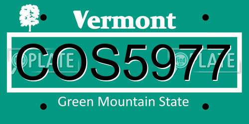 COS5977 Vermont License Plate