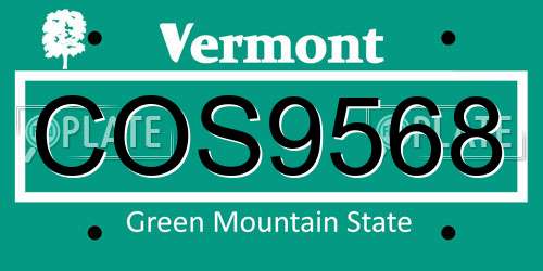 COS9568 Vermont License Plate