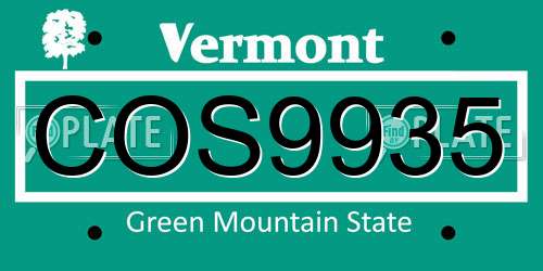 COS9935 Vermont License Plate