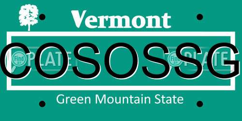 COSOSSG Vermont License Plate