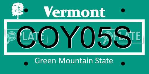 COY05S Vermont License Plate