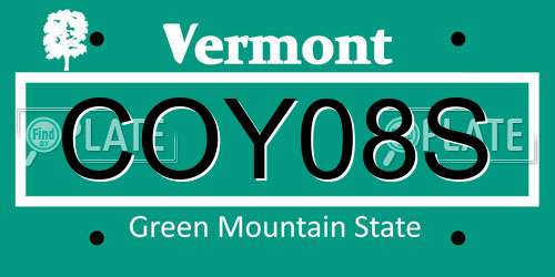 COY08S Vermont License Plate