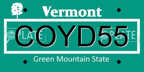 COYD55 Vermont License Plate