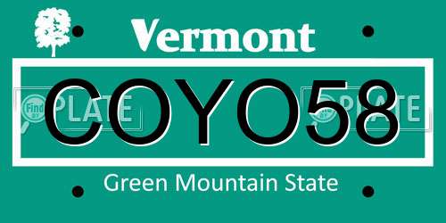 COYO58 Vermont License Plate