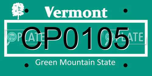 CP0105 Vermont License Plate