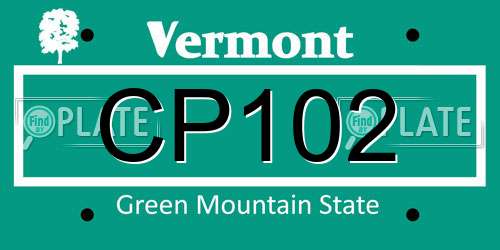 CP102 Vermont License Plate